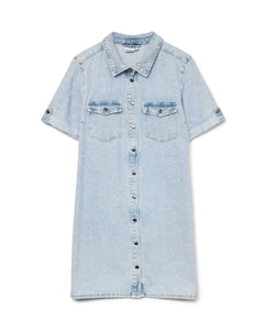 VERO MODA - JENNIE SS SHORT DRESS - LIGHT BLUE DENIM