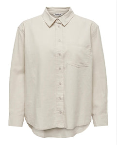 ONLY - TOKYO L/S LINEN BLEND SHIRT - MOONBEAM