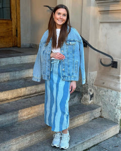 SOAKED - MAISA SKIRT - MEDIUM BLUE TORN STRIPES