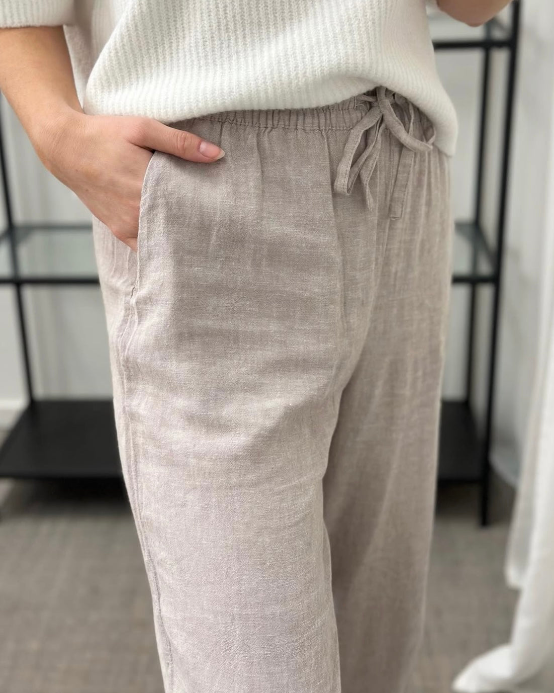 VERO MODA - LINN HW PANTS - MOON ROCK/MELANGE