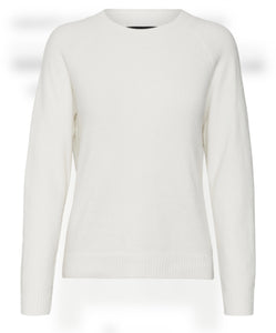 VEROMODA- DOFFY LS O-NECK BLOUSE - SNOW WHITE/MELANGE