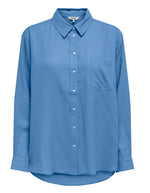 Ladda upp bild till gallerivisning, ONLY - TOKYO L/S LINEN BLEND SHIRT - AZURINE
