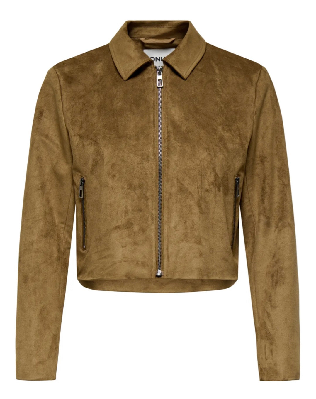 ONLY - TULIP FAUX SUEDE ZIP JACKET - COGNAC