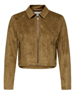 Ladda upp bild till gallerivisning, ONLY - TULIP FAUX SUEDE ZIP JACKET - COGNAC
