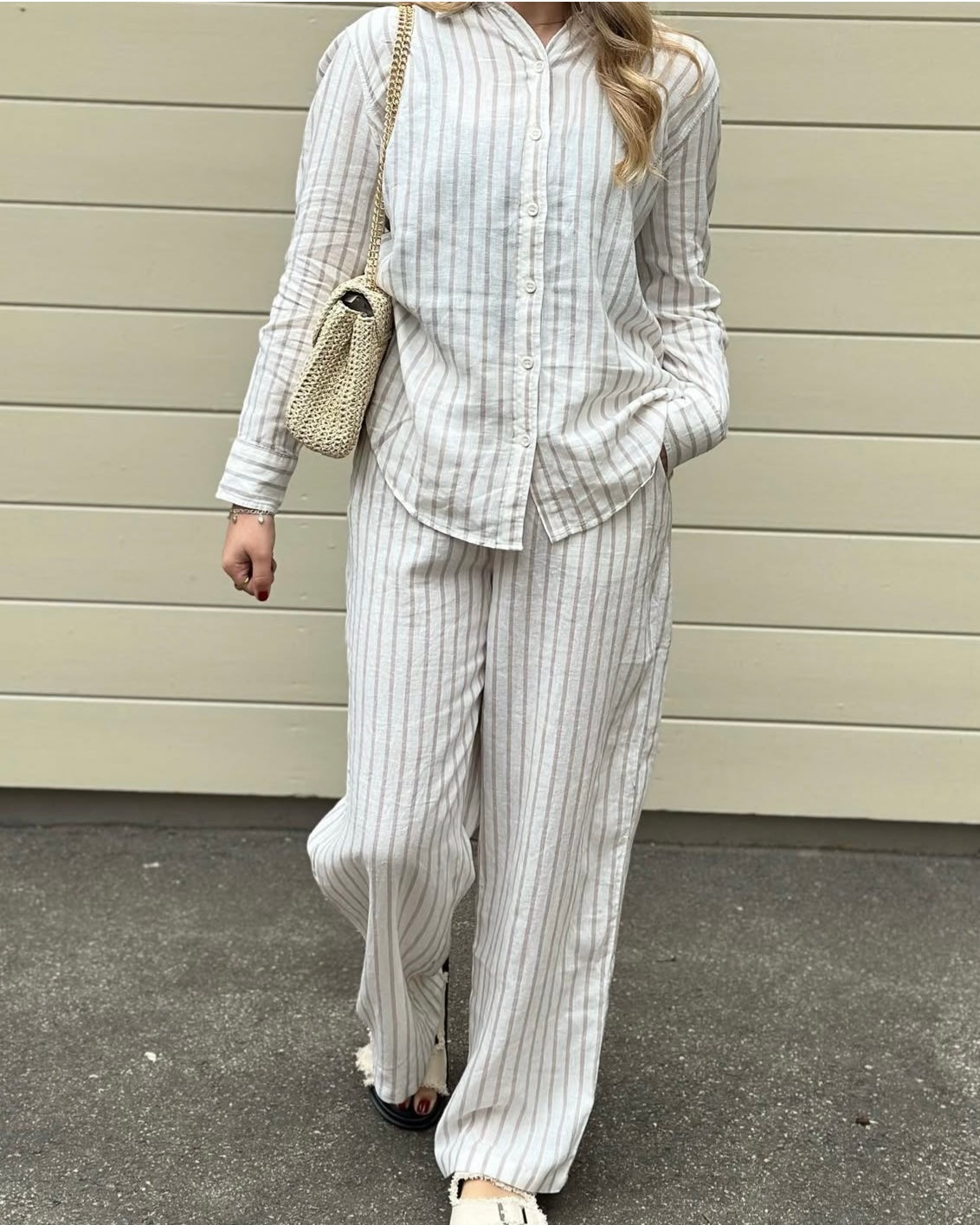 VERO MODA - LINN HW PANTS - SNOW WHITE/OLGA MOON