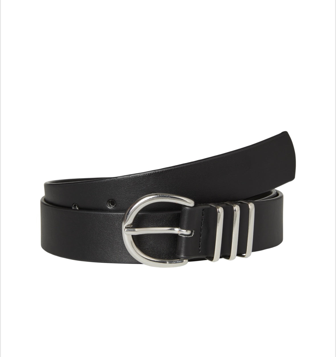 VERO MODA - ELISA COATED BELT - BLACK/SILVER