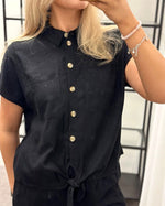 Ladda upp bild till gallerivisning, PIECES - PIA SS TIE SHIRT - BLACK
