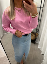 Ladda upp bild till gallerivisning, VEROMODA- DOFFY LS O-NECK BLOUSE - FUCHSIA PINK
