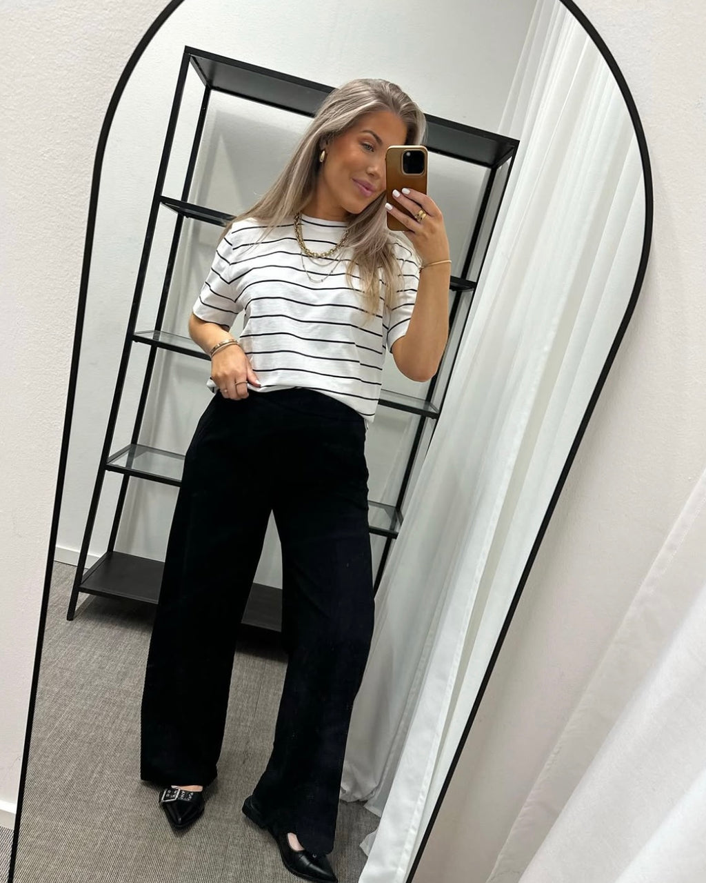 SELECTED FEMME - ESSENTIAL SS STRIPED BOXY TEE - BRIGHT WHITE/BLACK