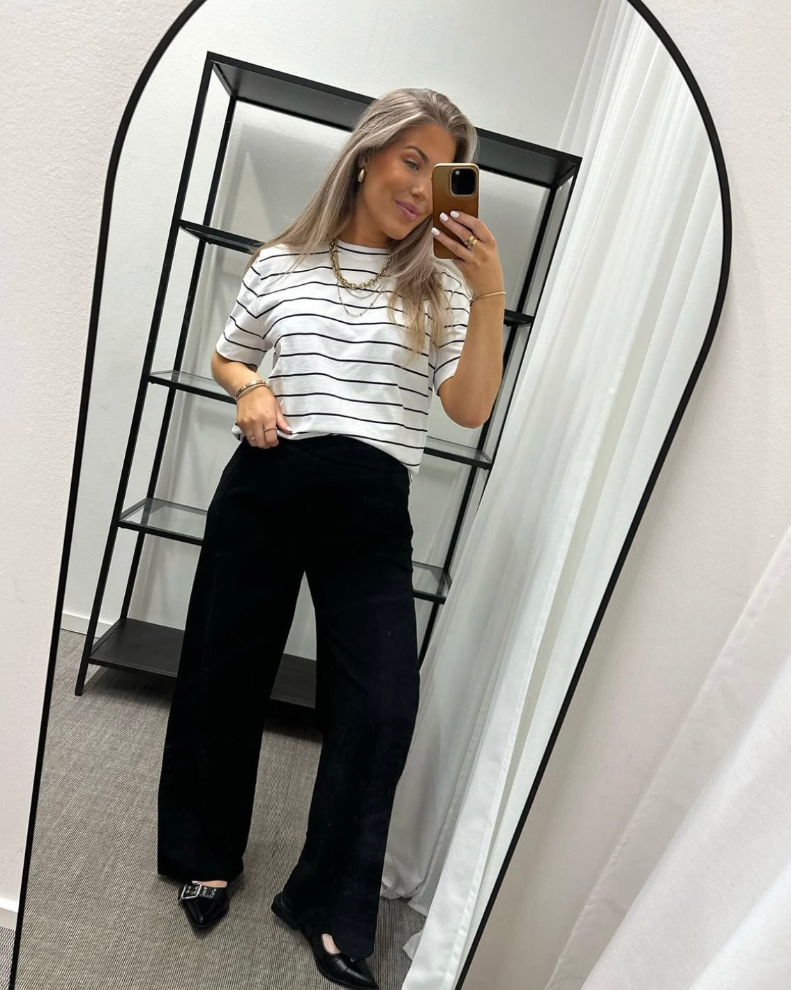 SELECTED FEMME - ESSENTIAL SS STRIPED BOXY TEE - BRIGHT WHITE/BLACK