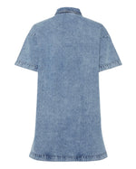 Ladda upp bild till gallerivisning, PIECES - KENYA SS A-SHAPE DENIM DRESS - MEDIUM BLUE DENIM
