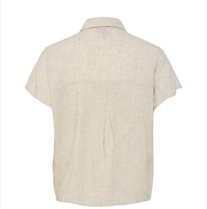 PIECES - PIA SS TIE SHIRT - BIRCH/MELANGE