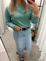 Ladda upp bild till gallerivisning, VEROMODA - LS O-NECK BLOUSE - JOLLY GREEN/MELANGE
