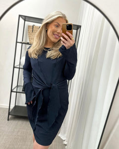 VERO MODA - TONI LS V-NECK CROPPED TOP - NAVY BLAZER