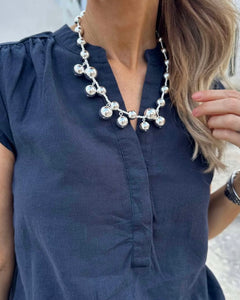 BOW19DETAILS - BEAD MULTI NECKLACE - SILVER