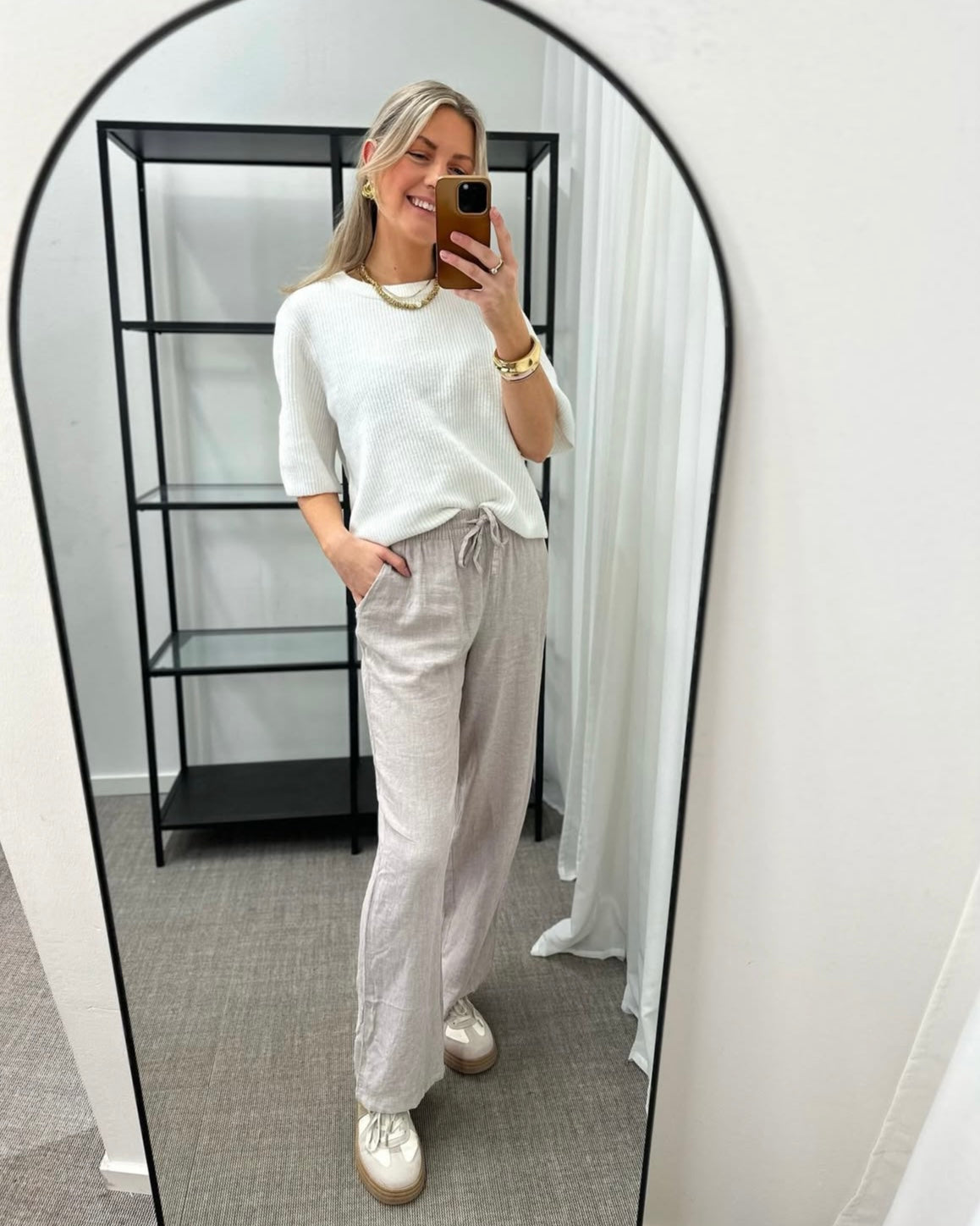 VERO MODA - LINN HW PANTS - MOON ROCK/MELANGE