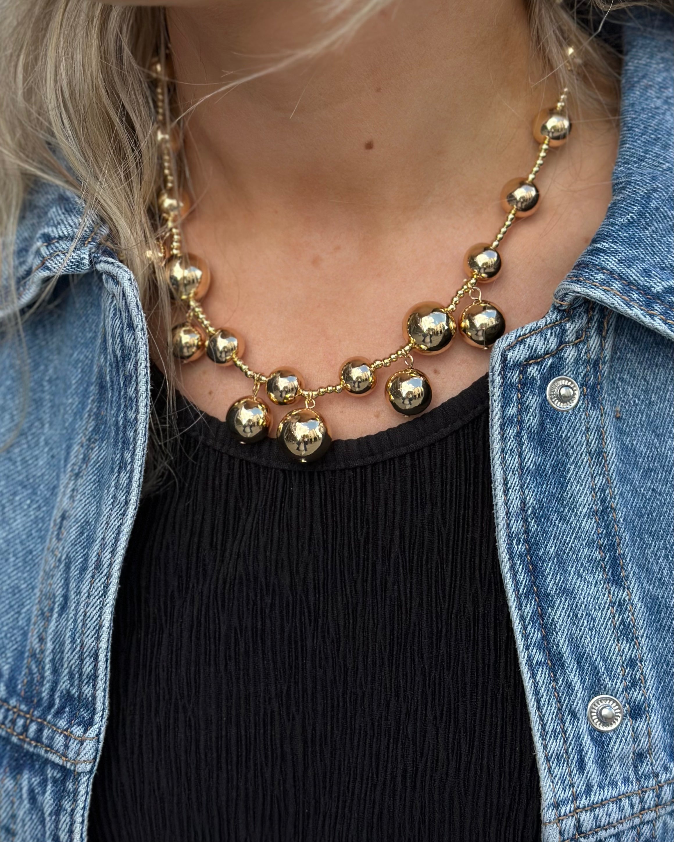 BOW19DETAILS - BEAD MULTI NECKLACE - GOLD