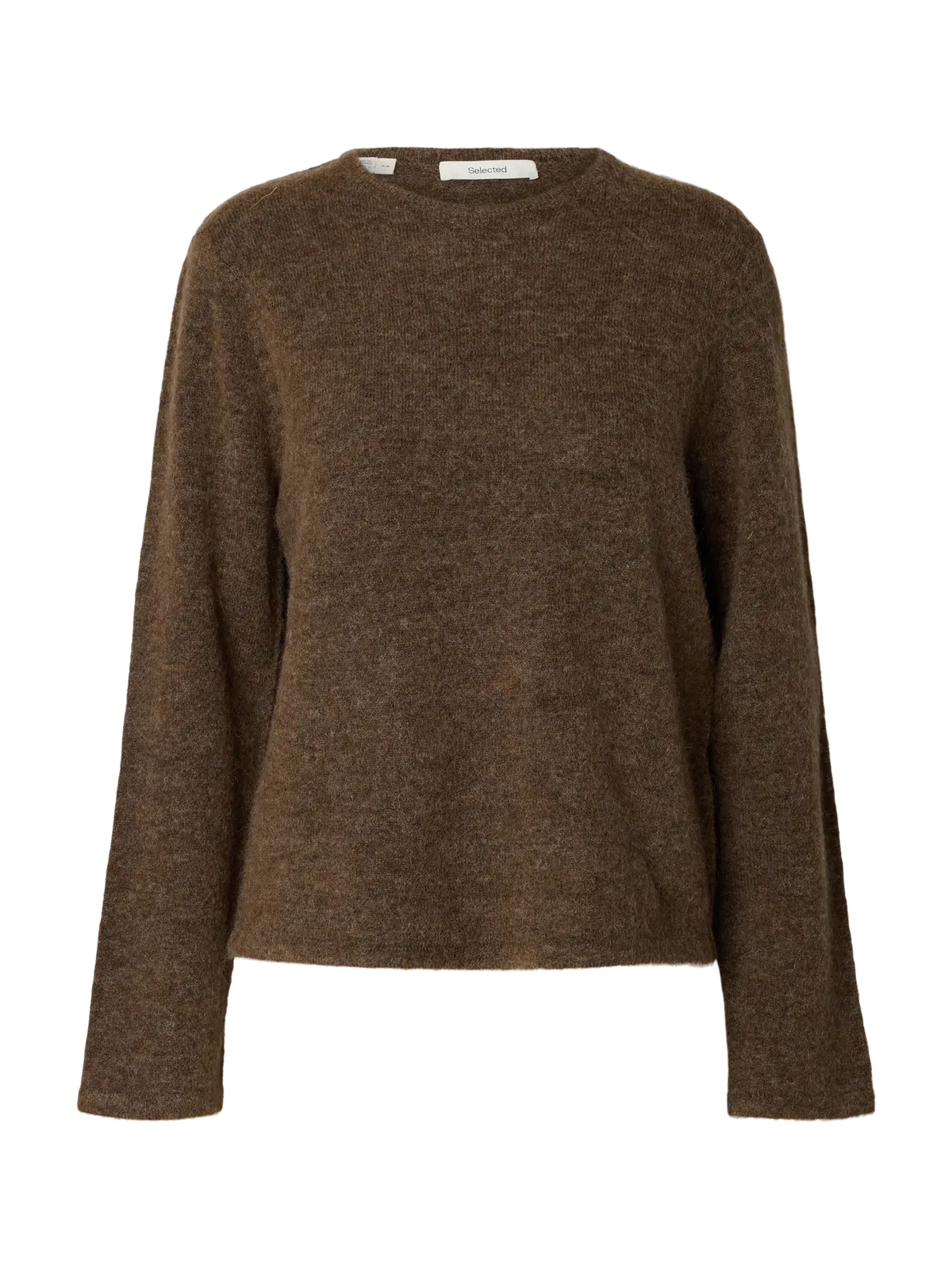 SELECTED FEMME - LULU NEW LS KNIT O-NECK - DACHSHUND MELANGE