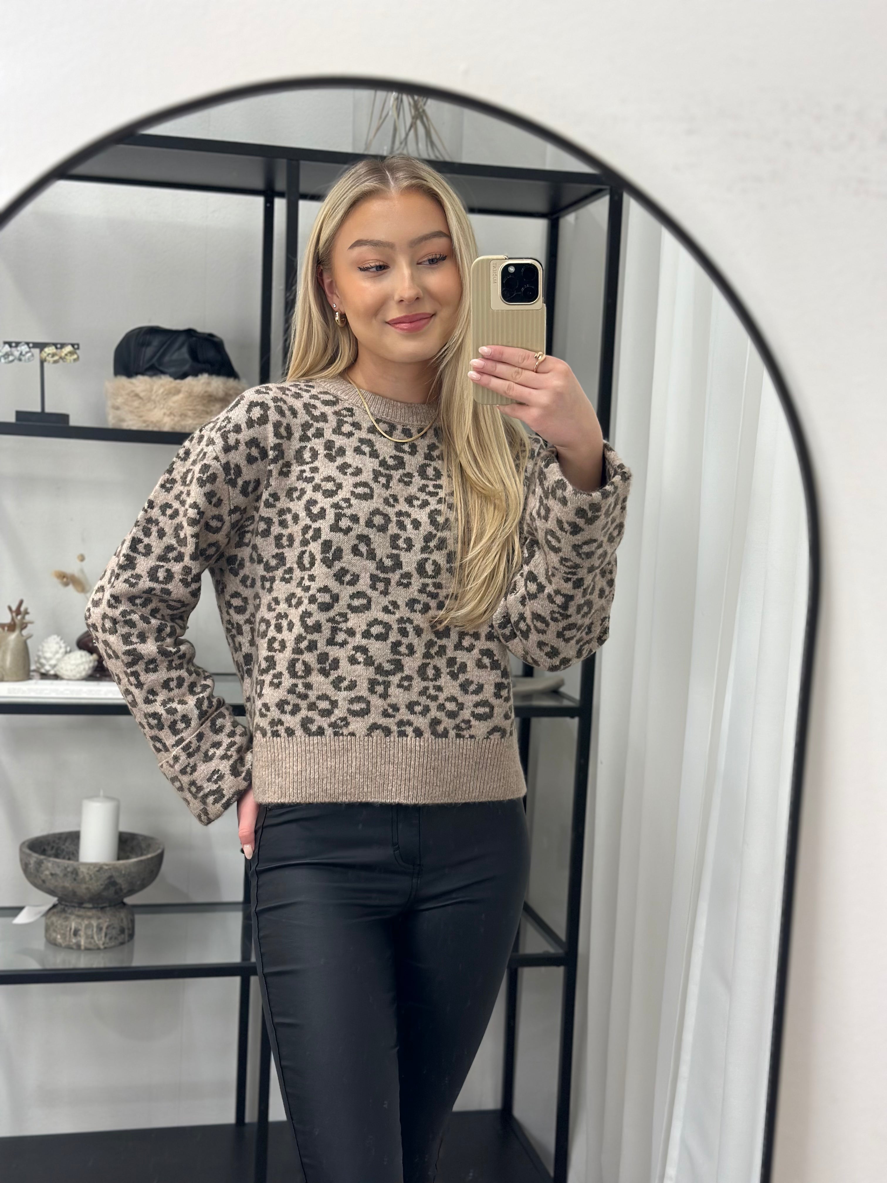 ONLY - LINA LIFE LS ANIMAL FOLD UP - SIMPLY TAUPE/BROWN LEO