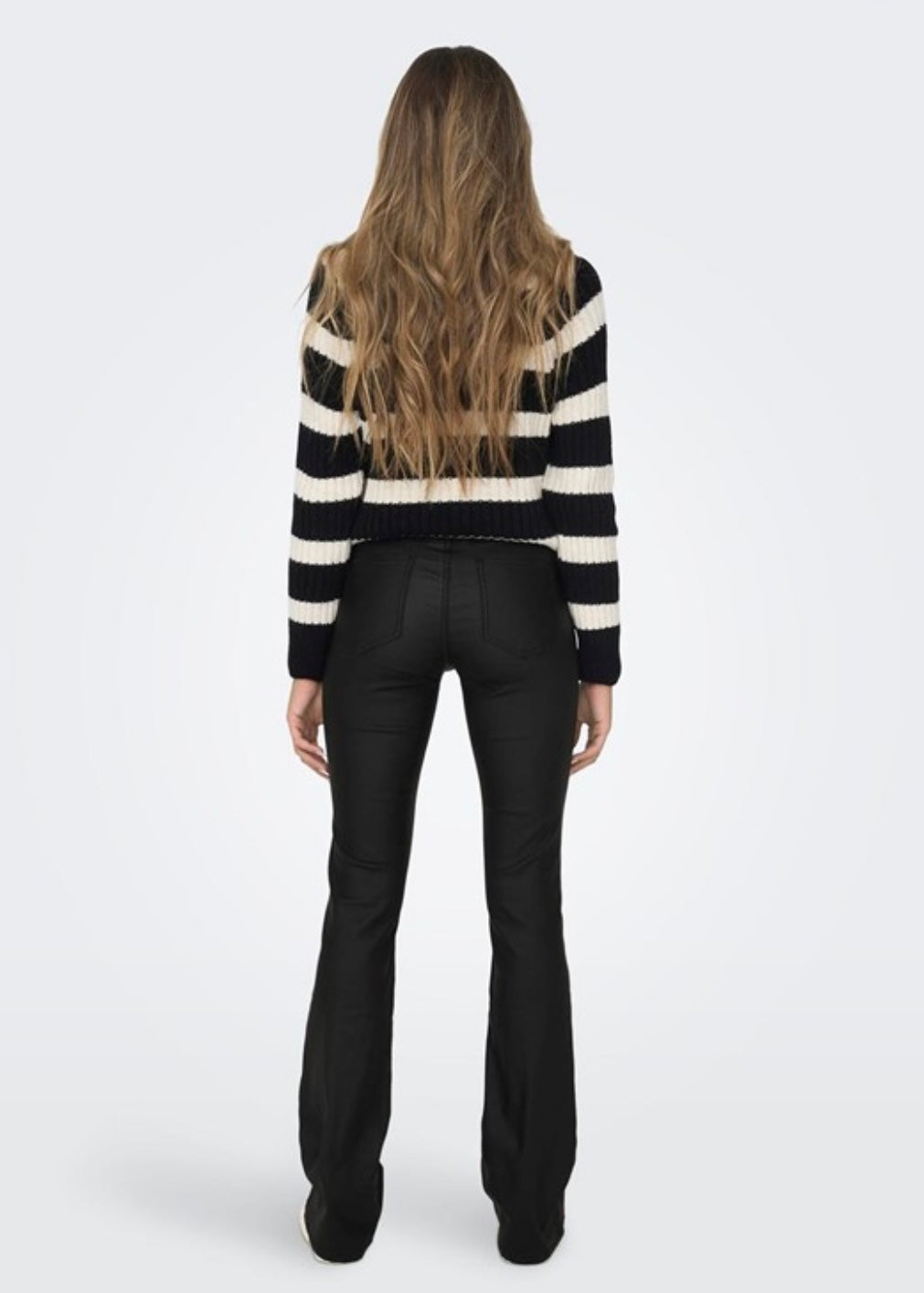 ONLY - BLUSH LIFE MID FLARED COATED PANT - BLACK