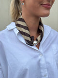 MARTA - KAYLA SCARF - DARK BROWN/STRIPE