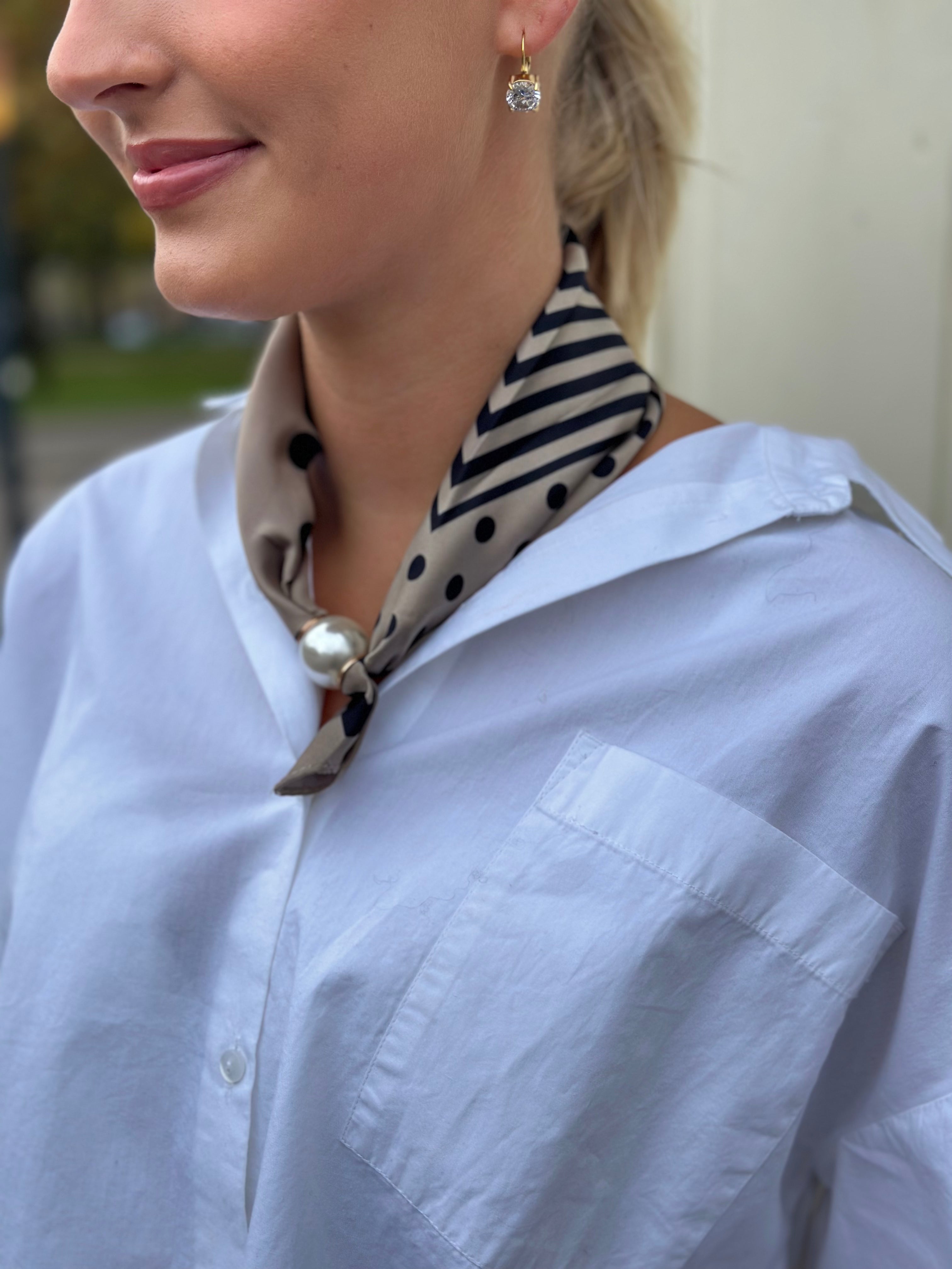 MARTA - KALYA SCARF - TAUPE/BLACK DOT