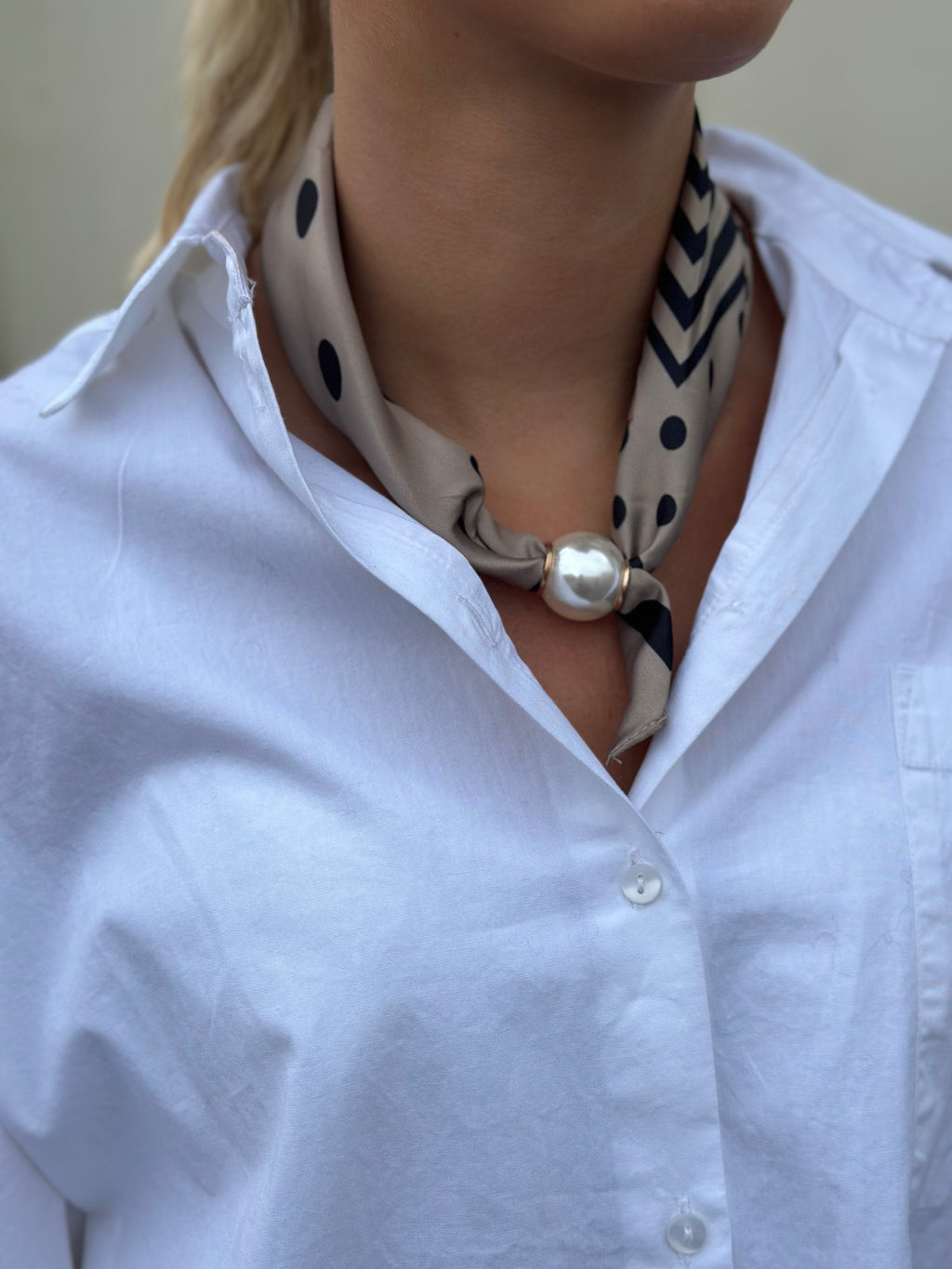 MARTA - KALYA SCARF - TAUPE/BLACK DOT