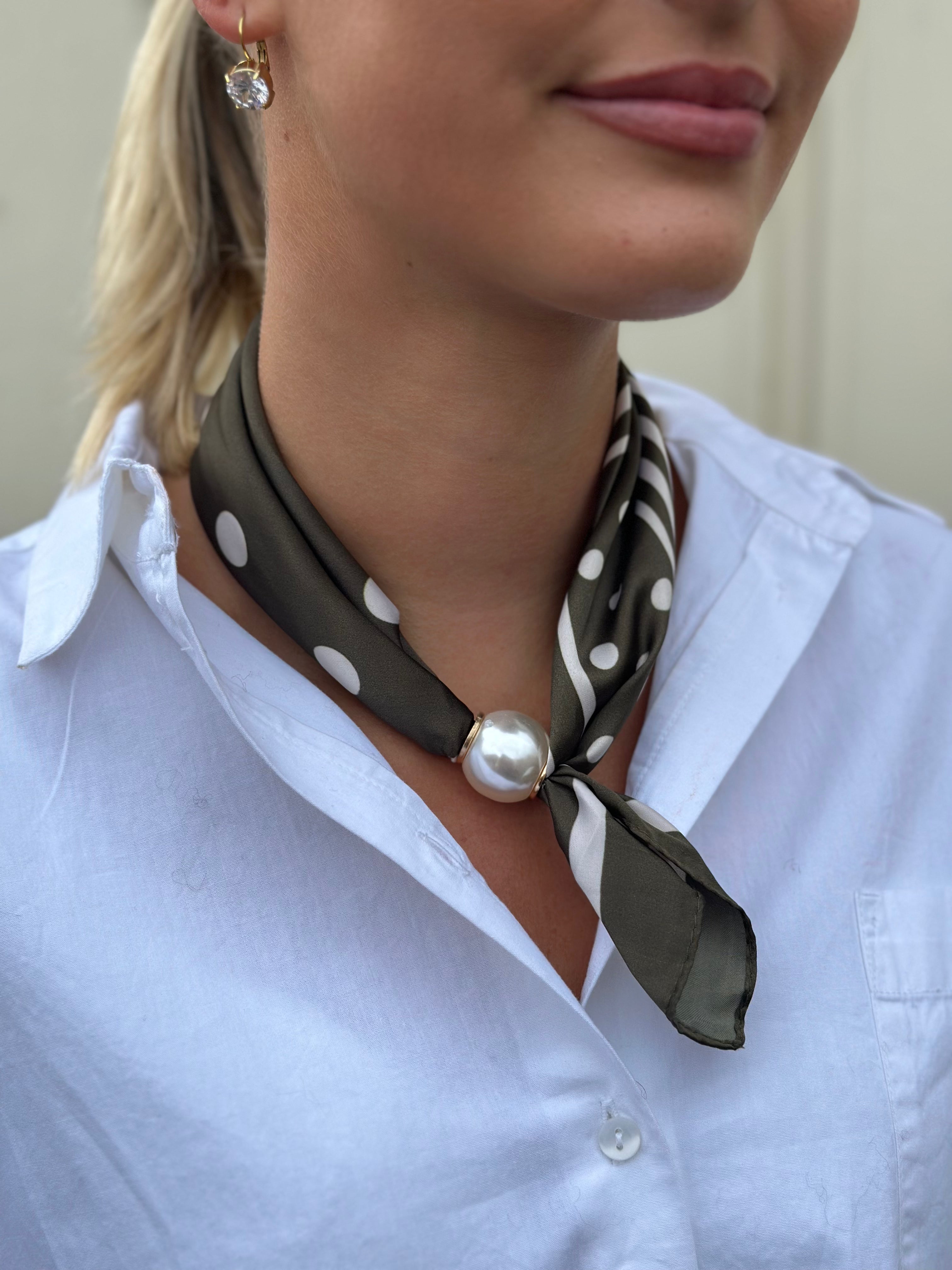 MARTA - KALYA SCARF - ARMY GREEN/DOT