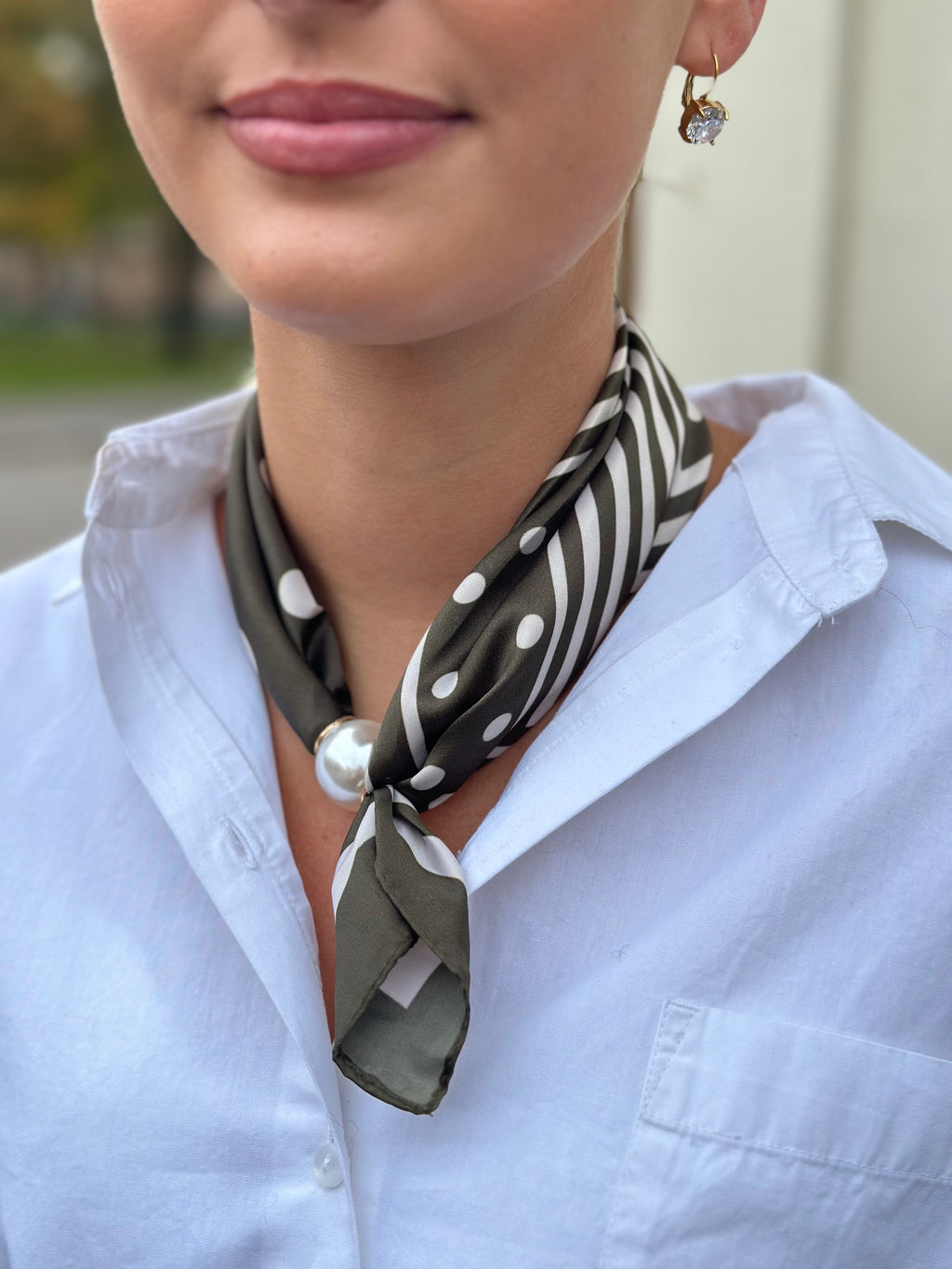 MARTA - KALYA SCARF - ARMY GREEN/DOT