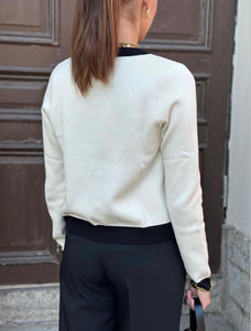 VEROMODA - OLI LS O-NECK CARDIGAN - BIRCH/BLACK