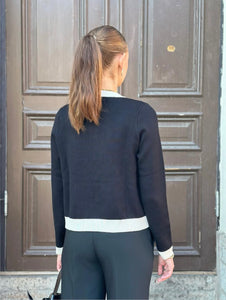 VEROMODA - OLI LS O-NECK CARDIGAN - BLACK/BIRCH