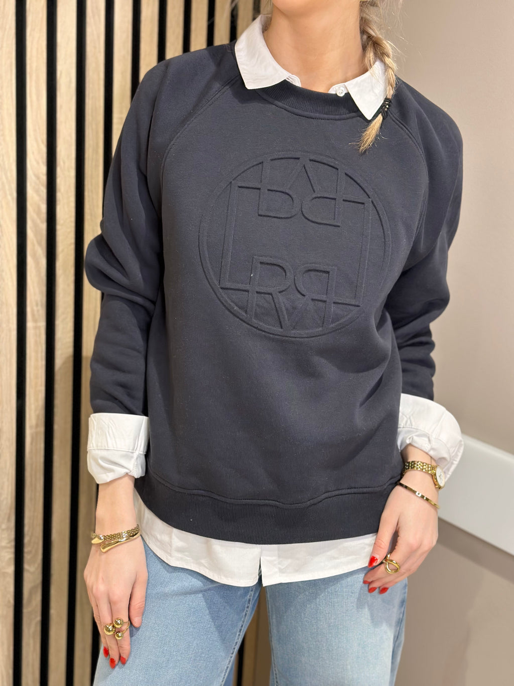 LEVETÉ ROOM - NUKA SWEATSHIRT - MÖRKBLÅ 6995