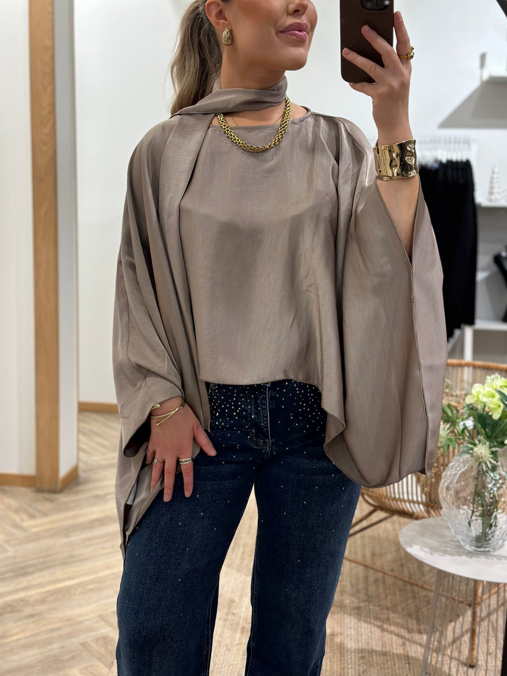 VERO MODA - MIRO L/S CAPE SCARF - MOON ROCK