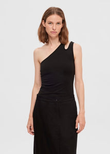 SELECTED FEMME - SAGA ASYMMESTRIC TOP - BLACK