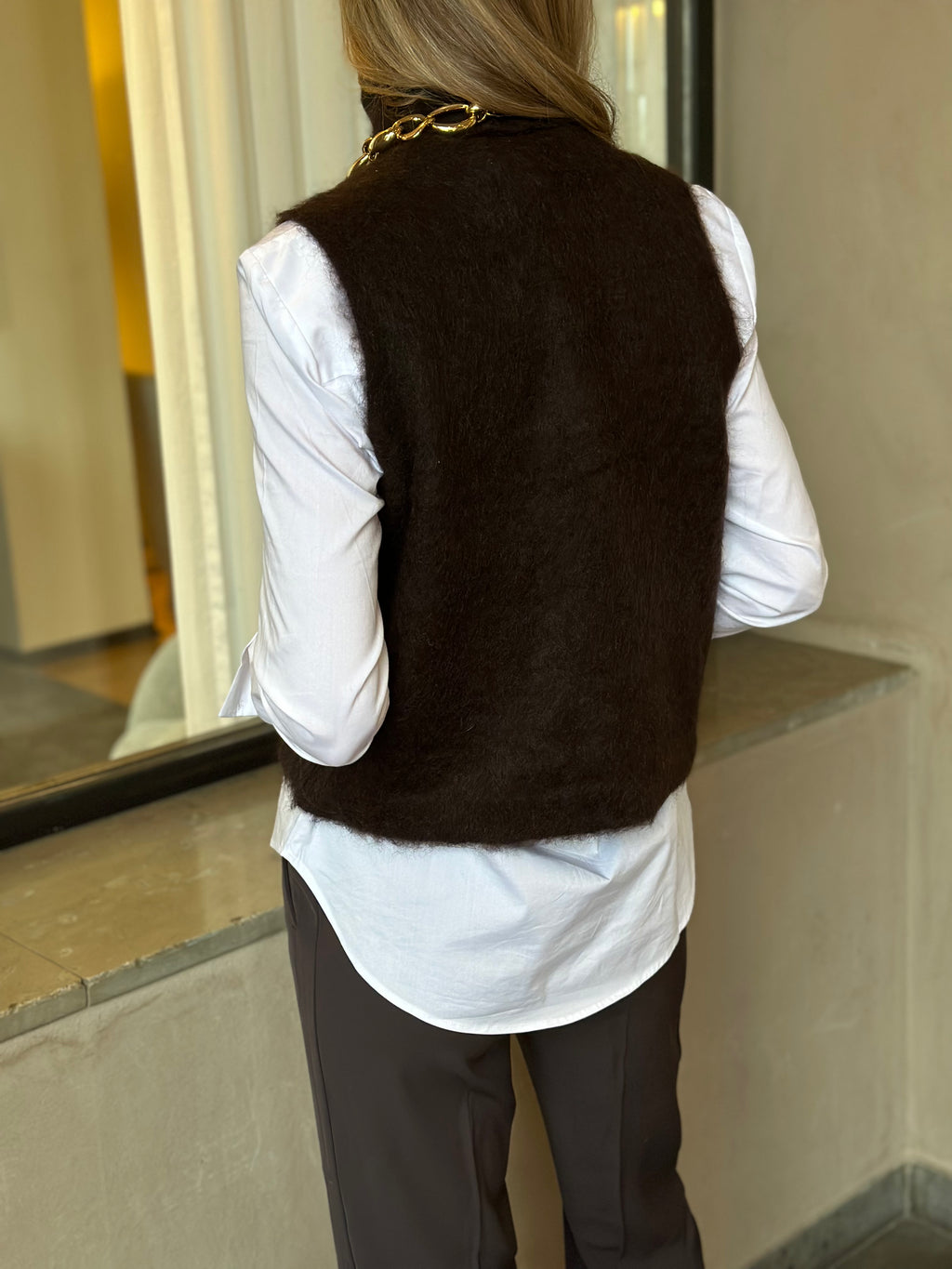 PIECES - MANIKA SL HIGH NECK - GANACHE/MELANGE
