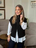 JDY - LEA S/L HN 2WAY ZIP VEST KNIT - CHOCOLATE TORTE/MELANGE