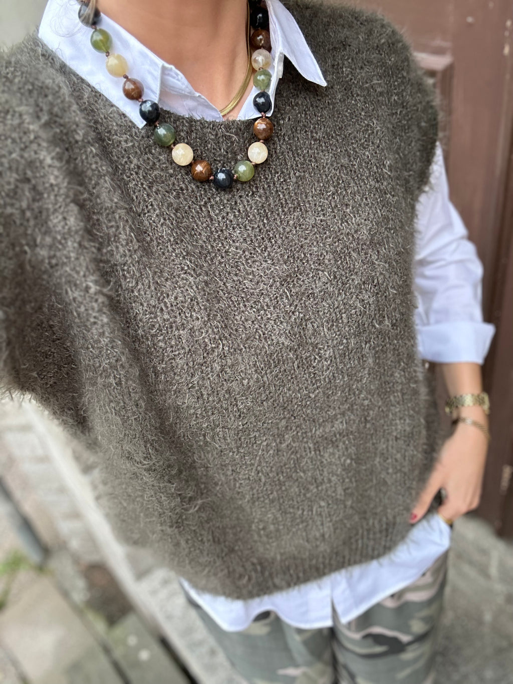MARTA - LAYA KNIT VEST - DARK GREEN