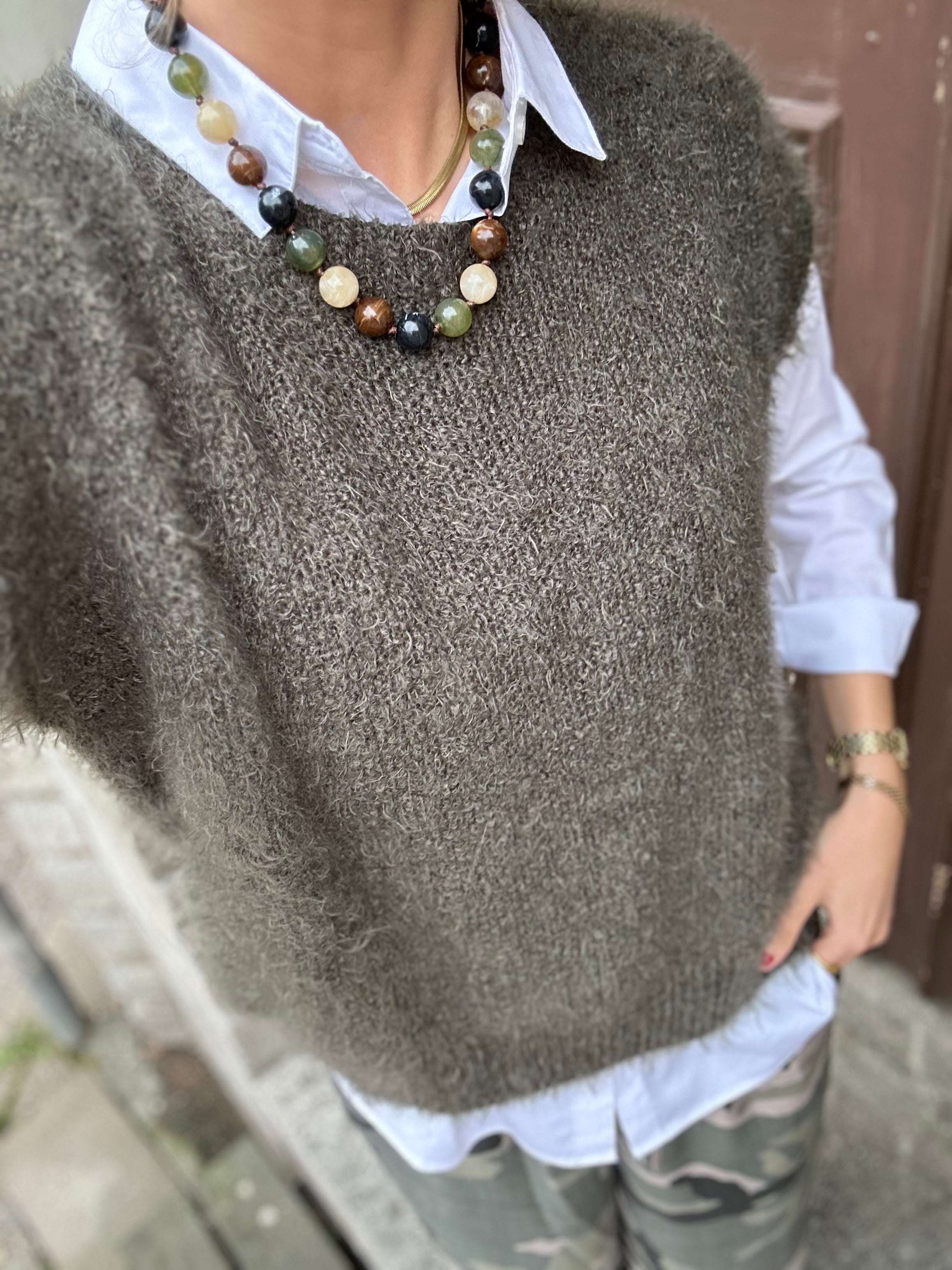 MARTA - LAYA KNIT VEST - DARK GREEN