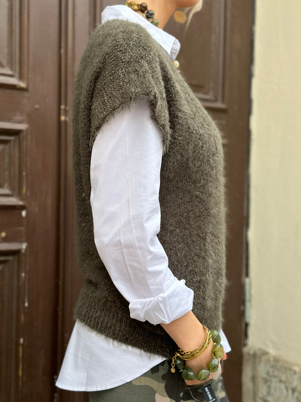 MARTA - LAYA KNIT VEST - DARK GREEN