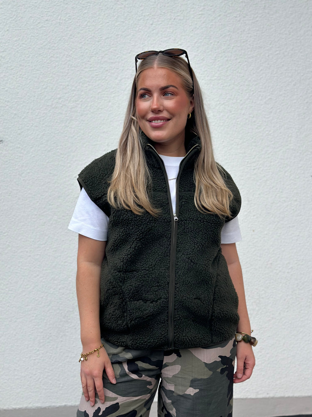 PIECES - SADIA TEDDY WEST - FOREST GREEN