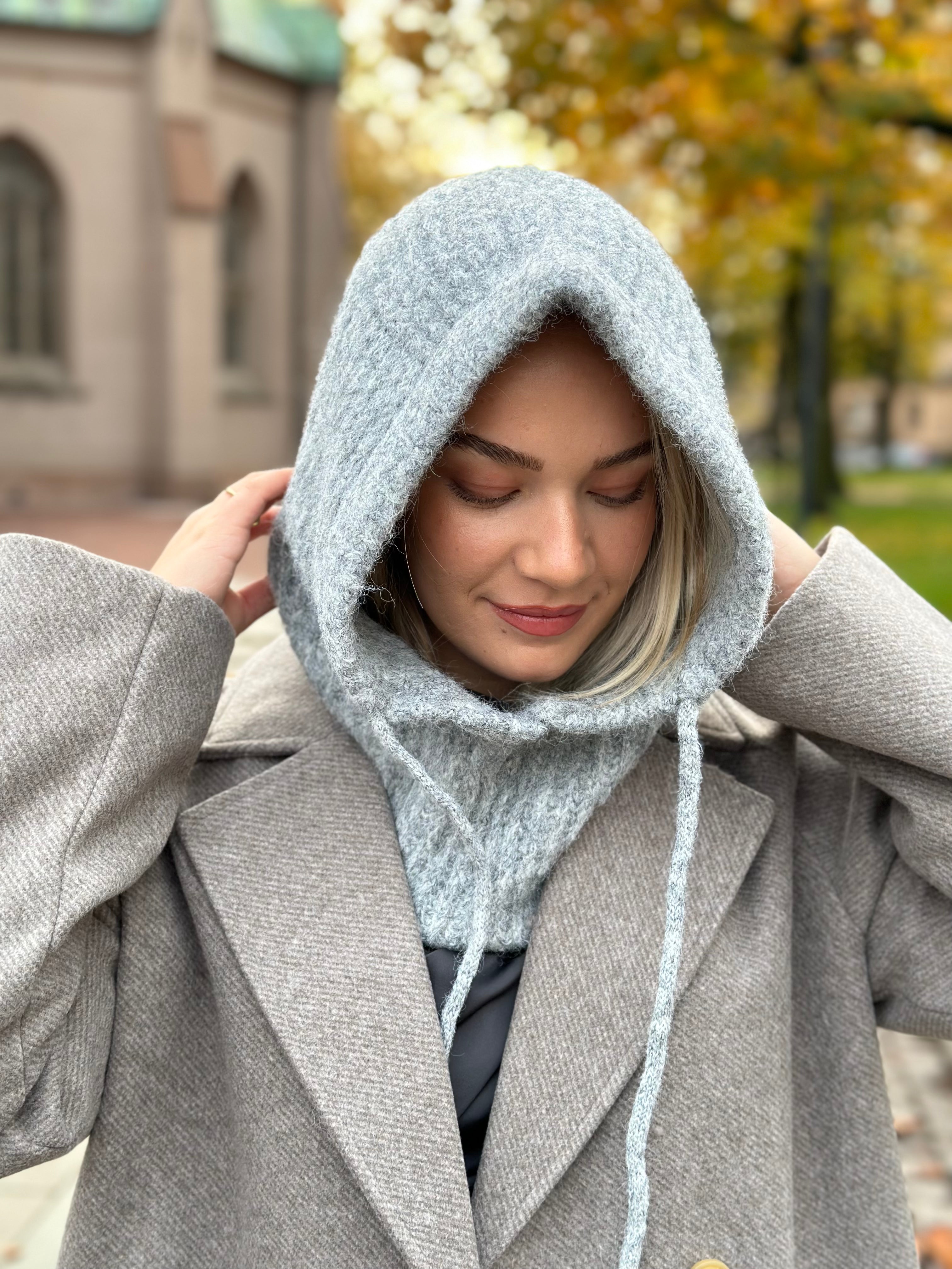 PIECES - NAMBI BALACLAVA - LIGHT GREY/MELANGE