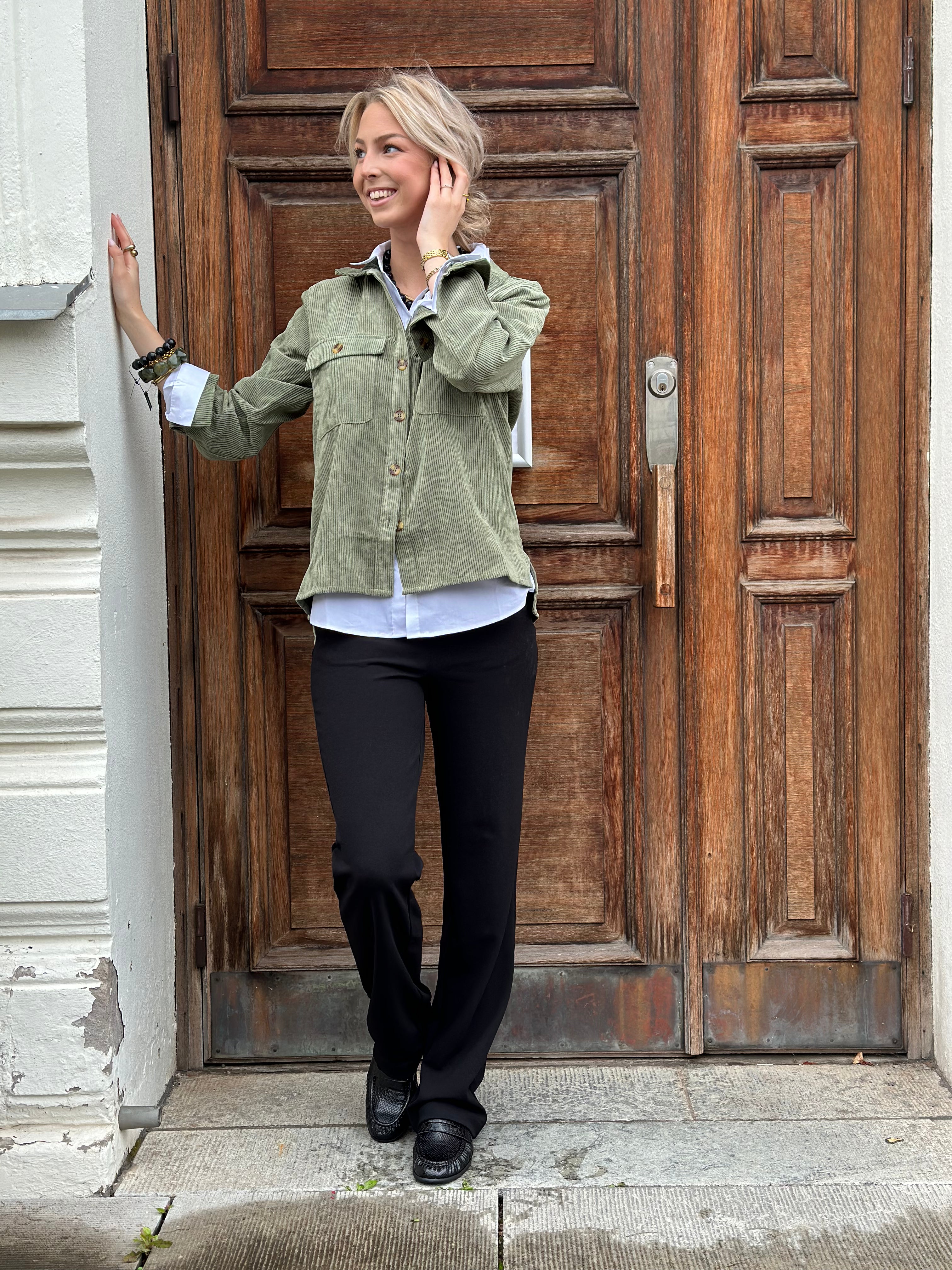 PIECES - EFFI LS SHIRT - OLIVINE