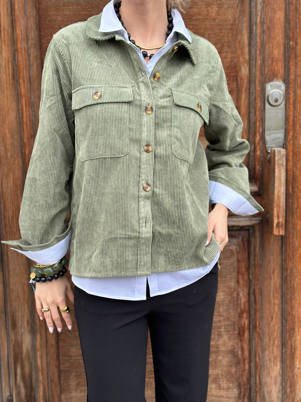 PIECES - EFFI LS SHIRT - OLIVINE