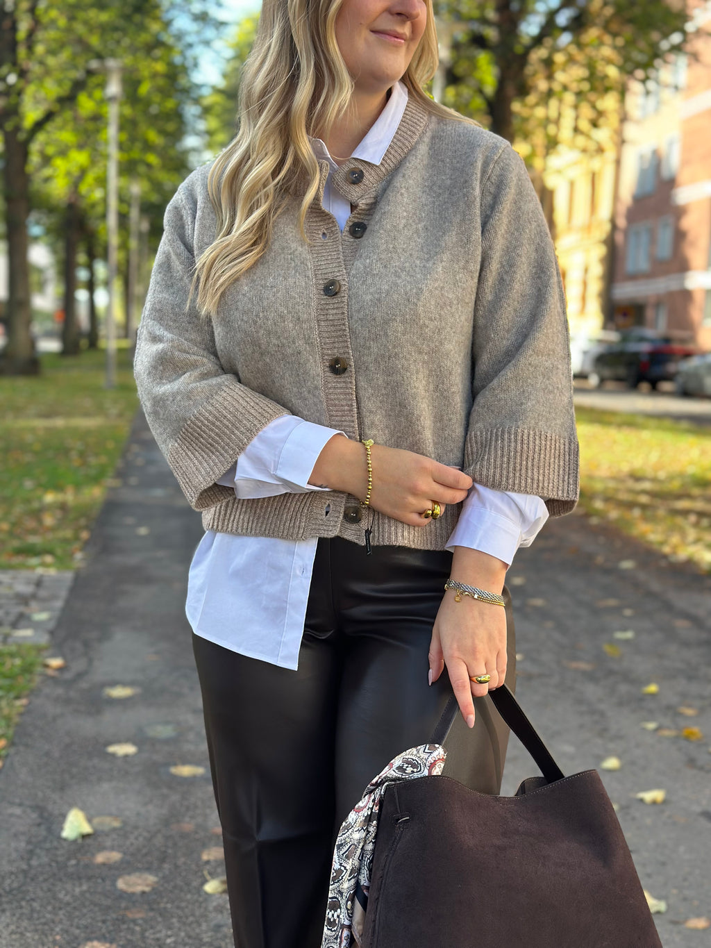 SOAKED - IDALIA CARDIGAN 30409424 - WALNUT MELANGE