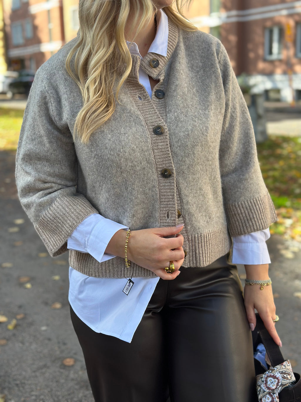 SOAKED - IDALIA CARDIGAN 30409424 - WALNUT MELANGE