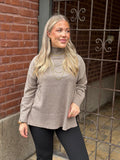 ONLY - MARY LS HIGH NECL SLIT KNIT - SHAVED CHOCOLAT/MELANGE