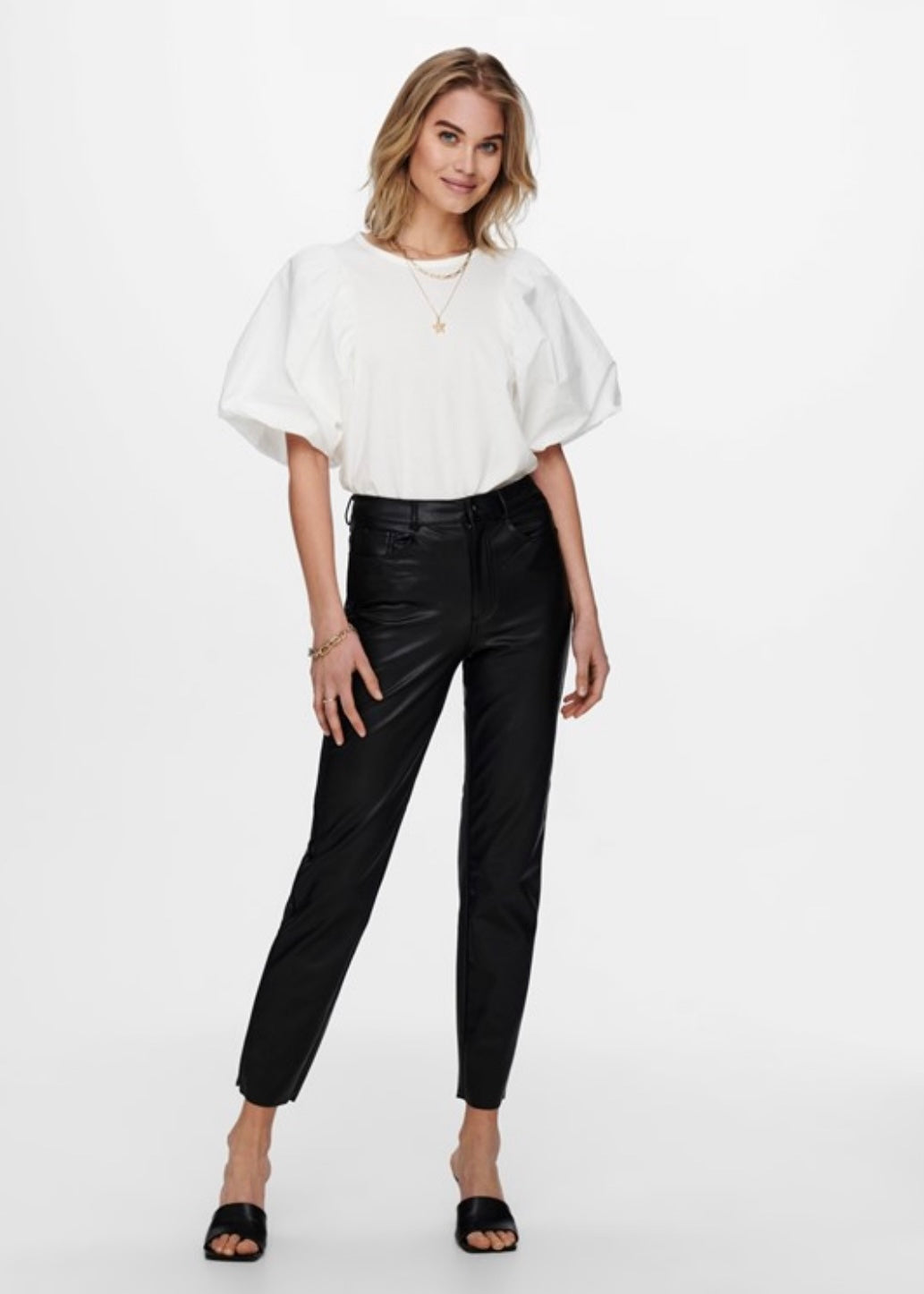 ONLY - EMILY HW ANK FAUX LEATHER - BLACK