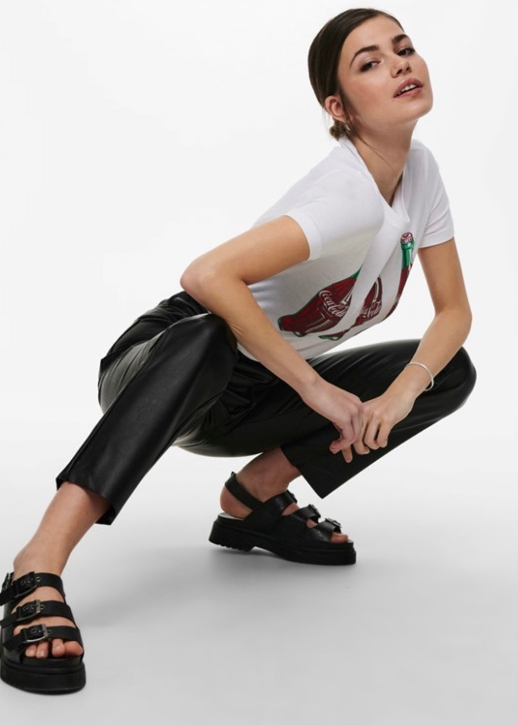 ONLY - EMILY HW ANK FAUX LEATHER - BLACK