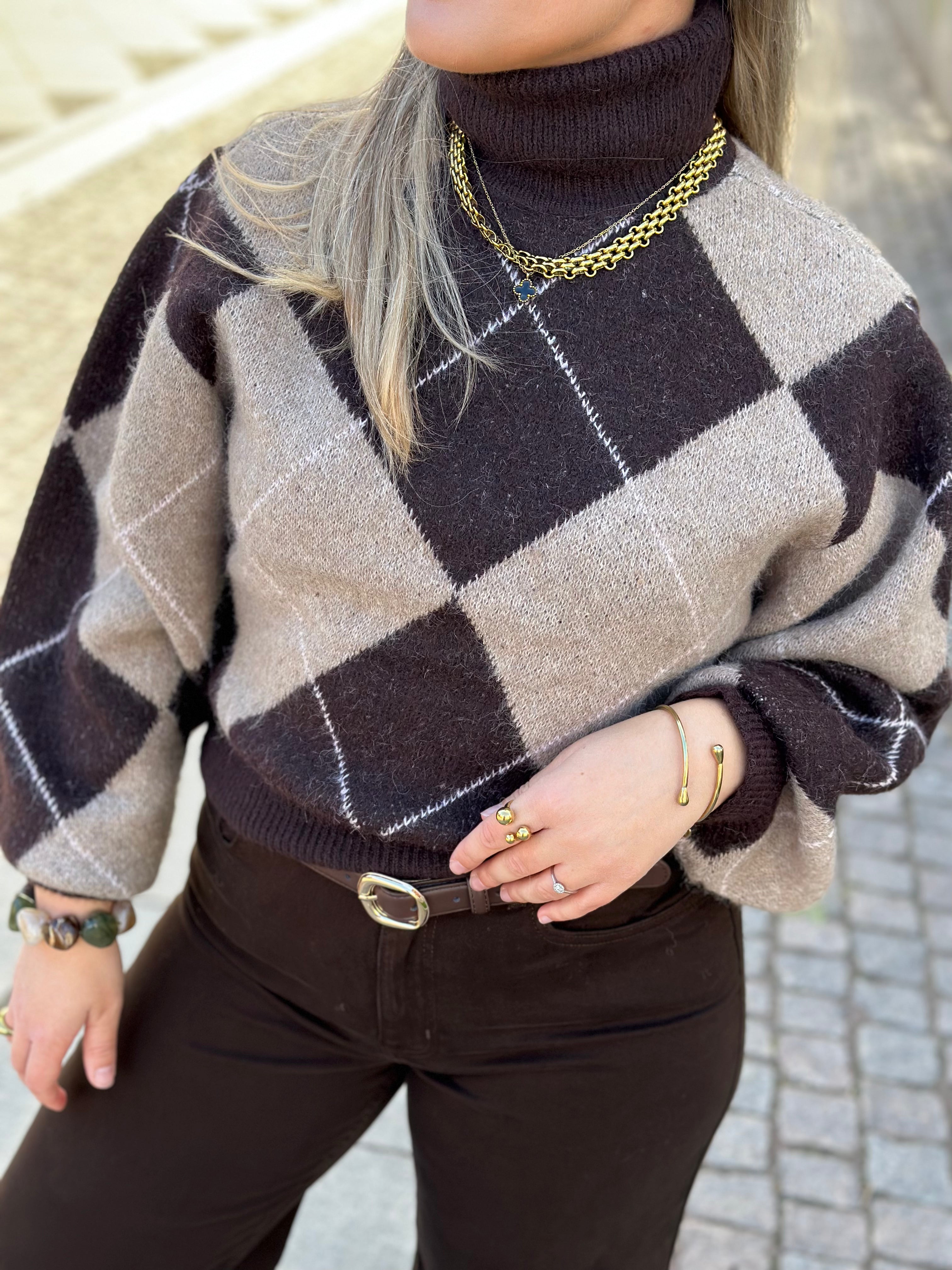VERO MODA - DARLA LS ROLLNECK PULLOVER - CHOCOLATE TORTE