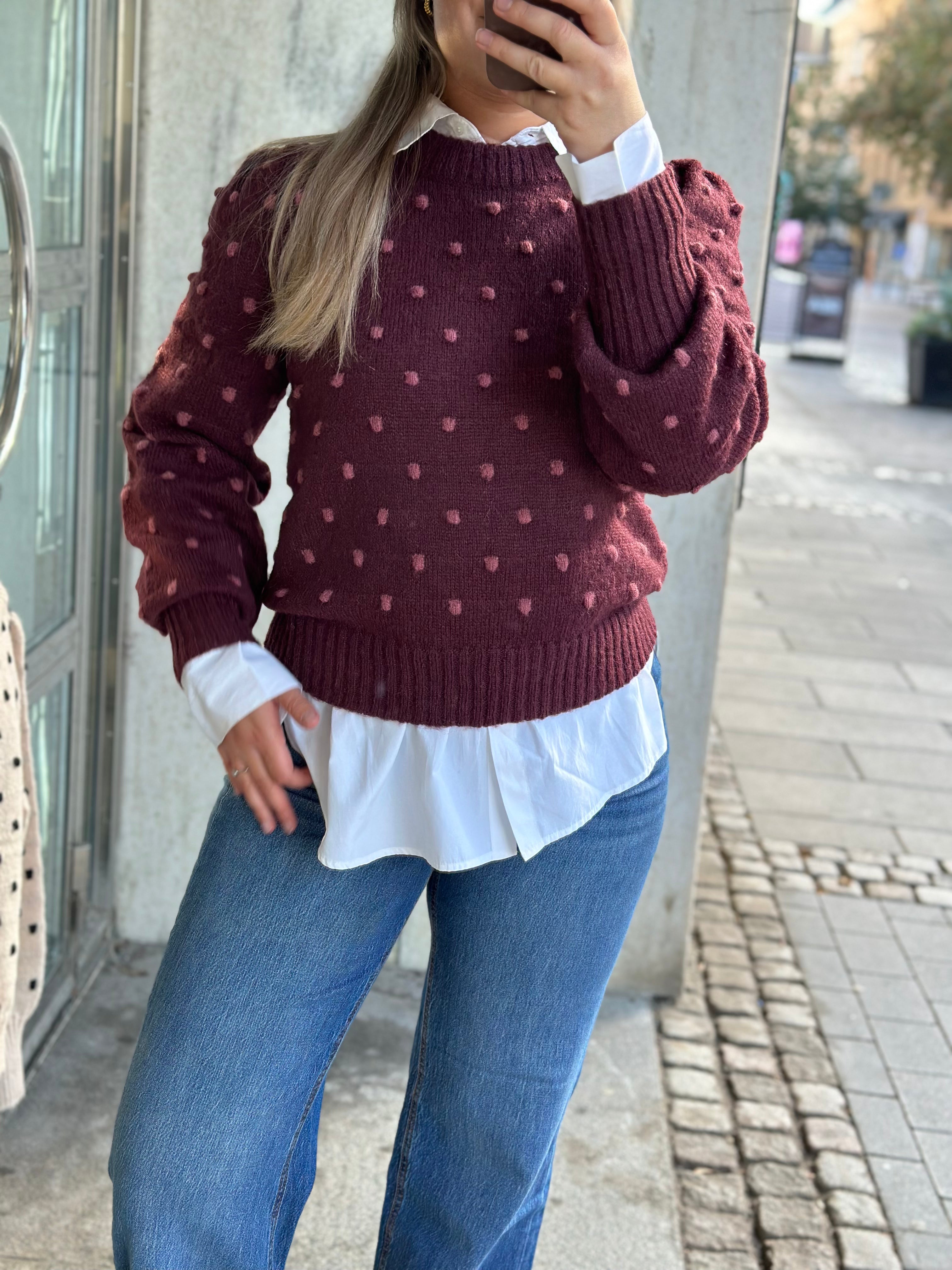 JDY - SIGRID LIFE L/S ON PUFF PULLOVER - WINDSOR WINE